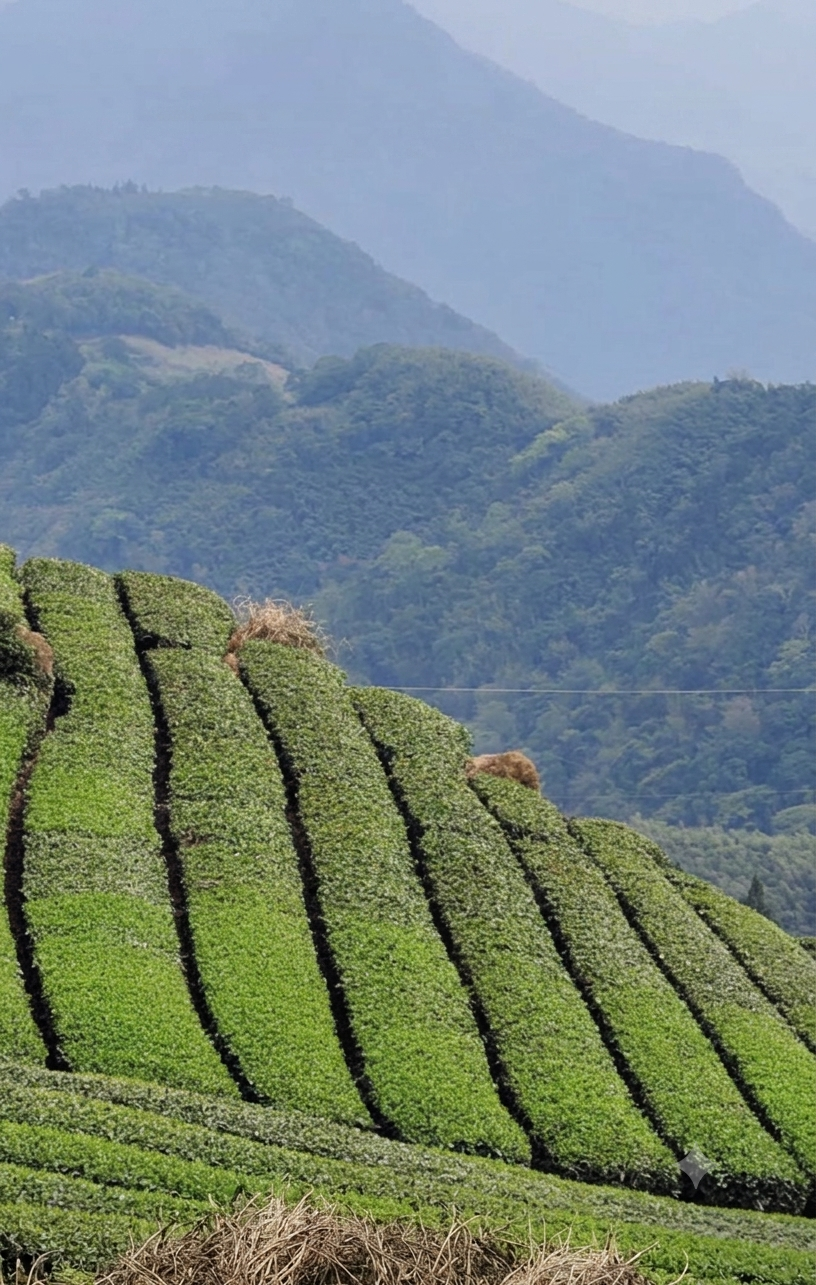Terraced Taiwanese tea farm in the mountains