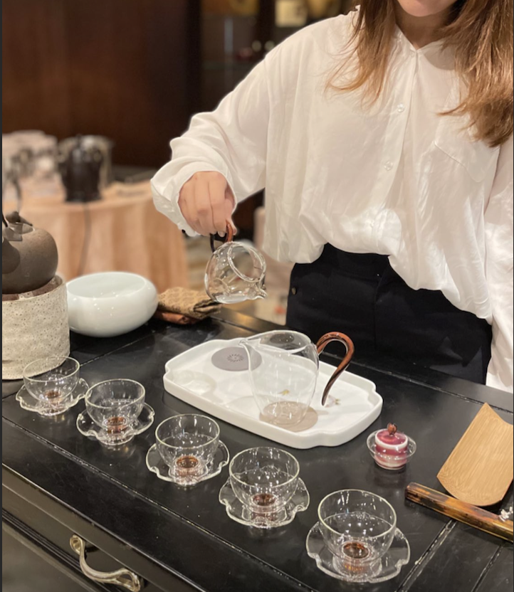 Mindful tea tasting moment